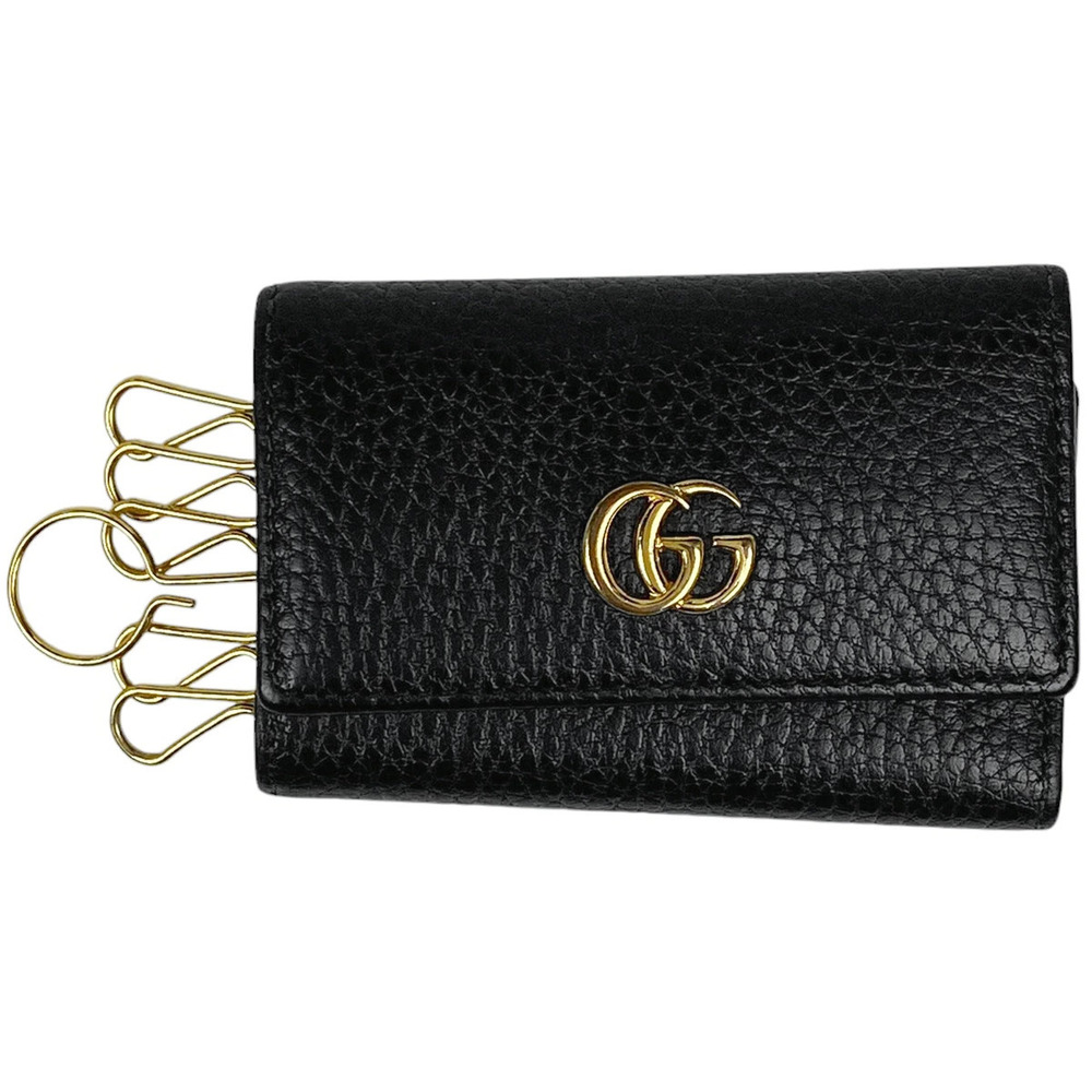 Gucci GG Marmont Case Double G Key Hook Leather Black